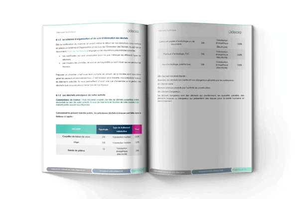 Partie gestion des déchets d'un mémoire technique en calorifugeage