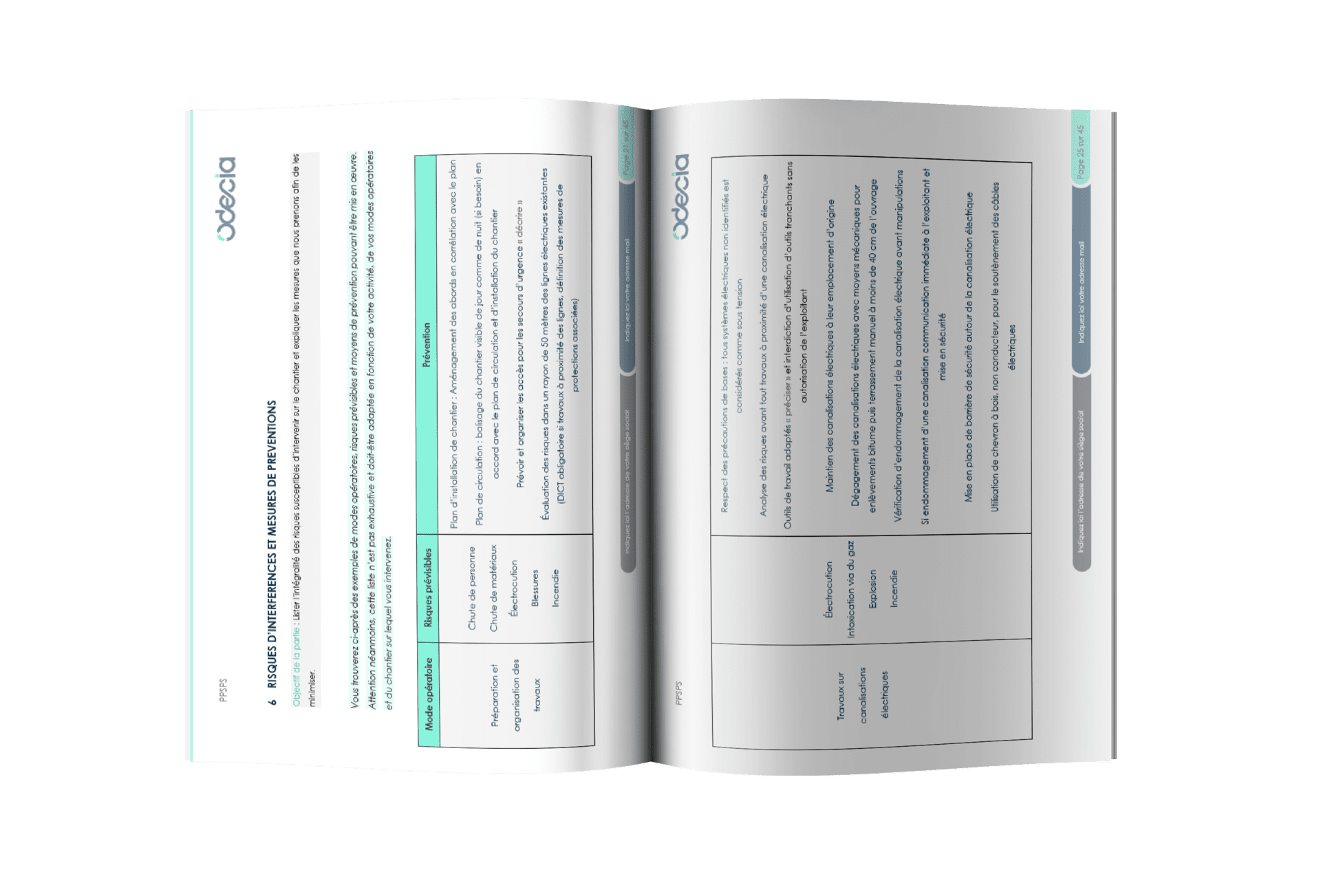 PPSPS électricité - Identifications des risques Partie concernant l'identification des risques et les mesures de prévention - PPSPS électricité - Odécia