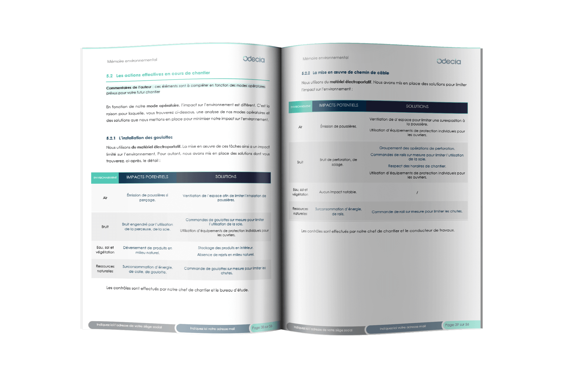 Mémoire environnemental électricité - Solutions mises en oeuvre Partie concernant les solutions mises en oeuvre pour minimiser son impact sur l'environnement - Notice environnementale électricité - Odécia