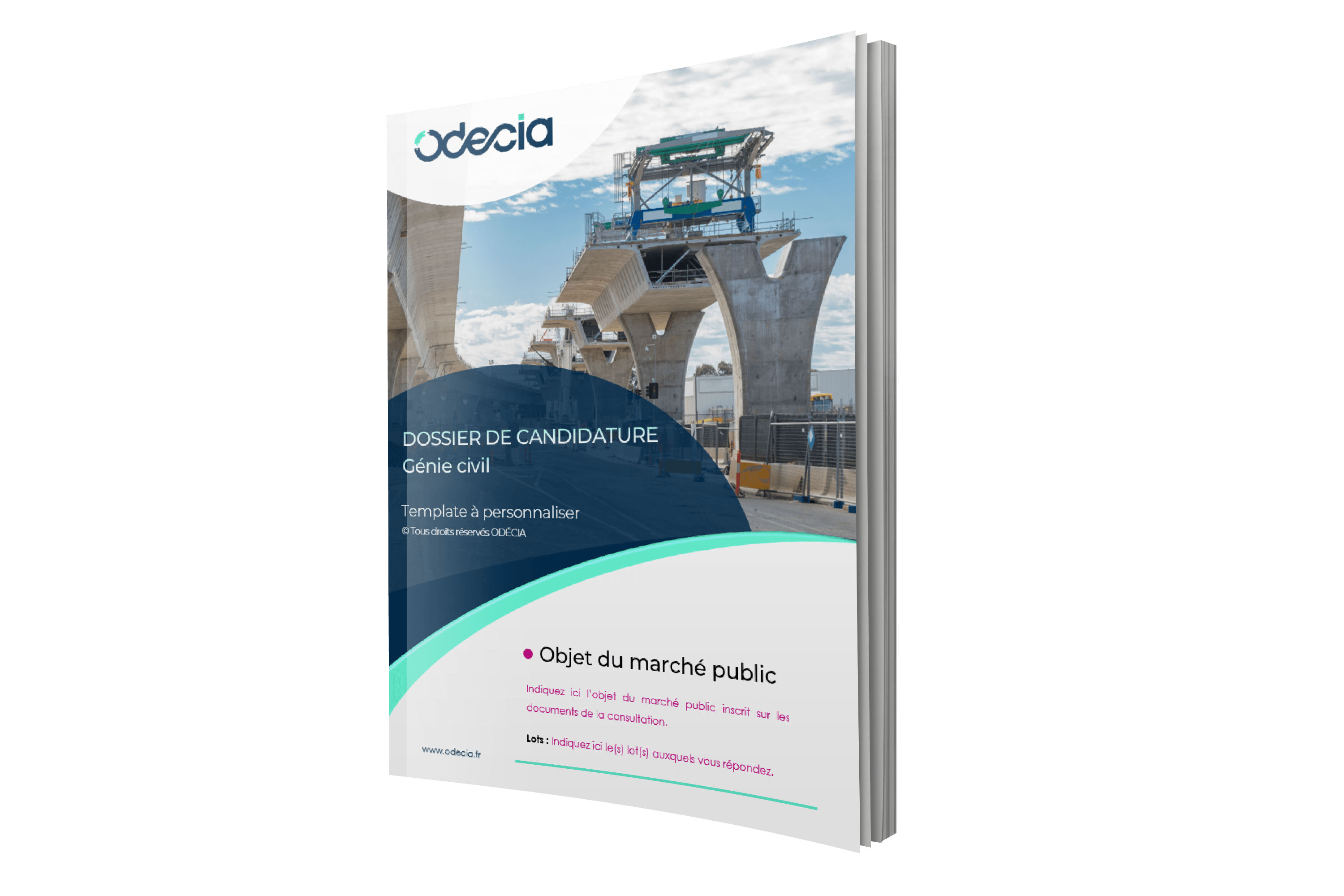 Modèle de Dossier de candidature Génie civil – Page de garde – Version PREMIUM