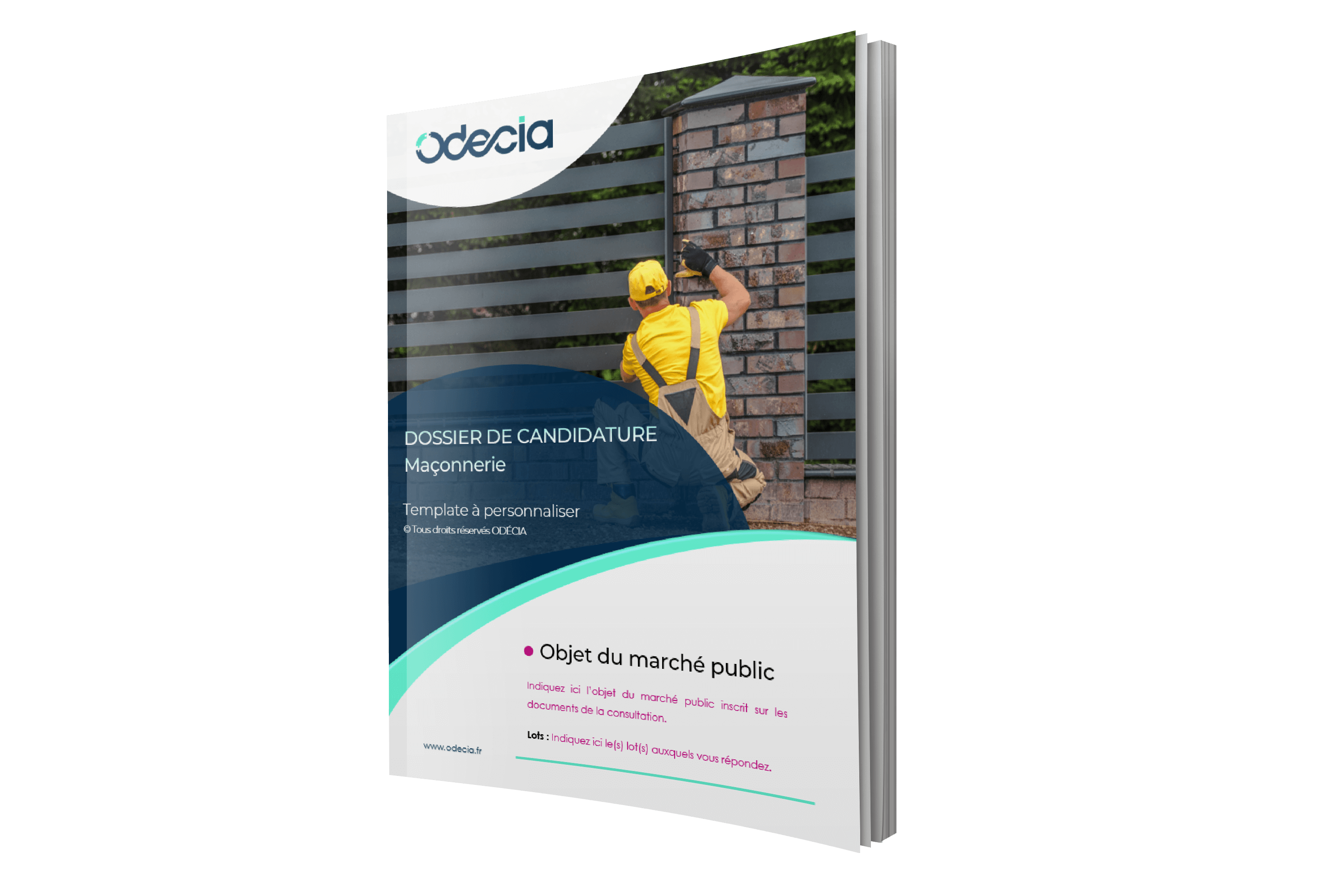 Modèle de Dossier de candidature Maçonnerie – Page de garde – Version PREMIUM