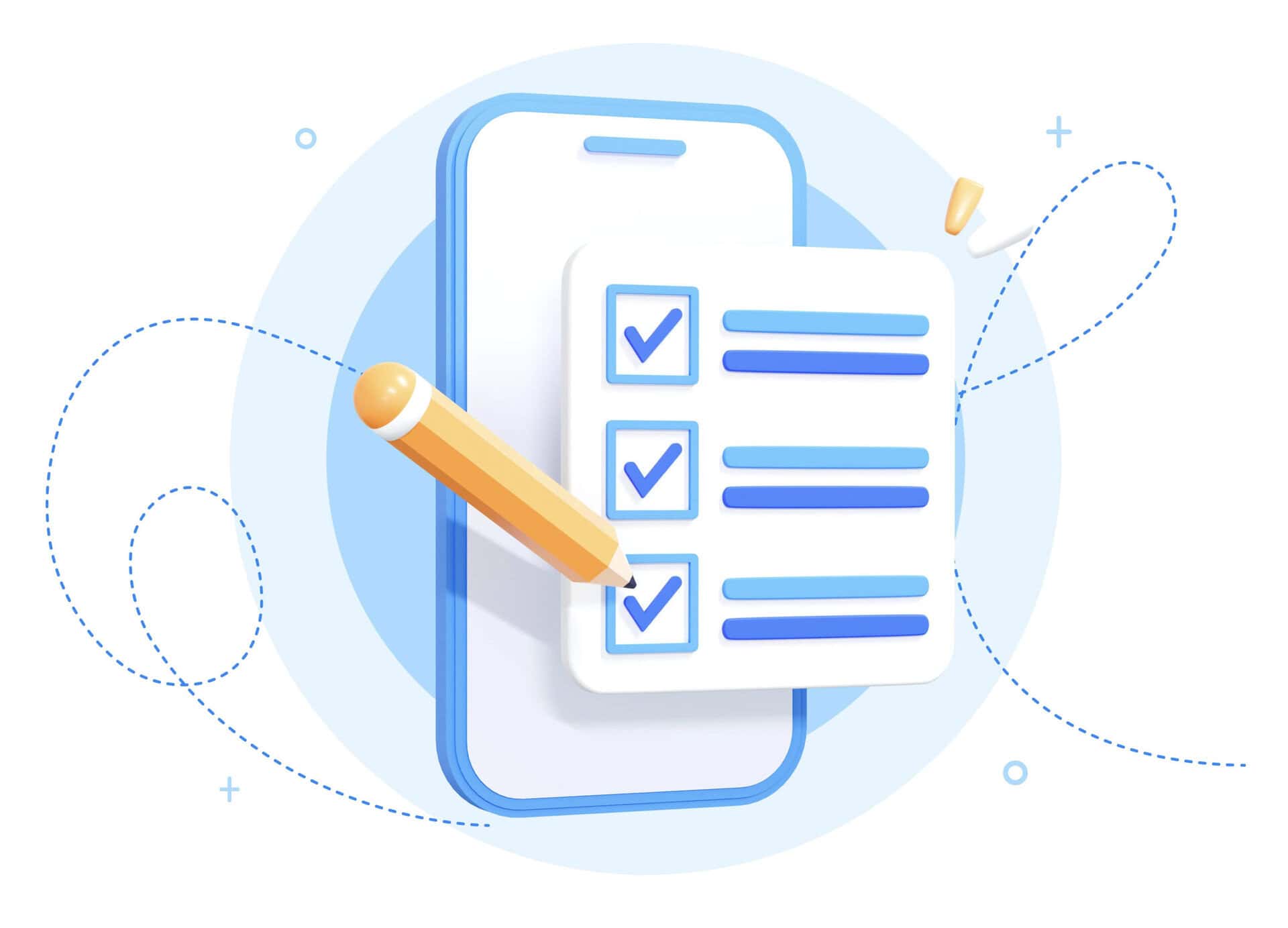 Illustration d'un téléphone affichant une checklist