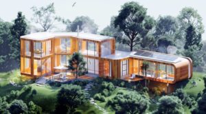 Maison modulaire en bois dans un cadre forestier, reflet d’un DGD bien exécuté