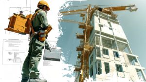 Travailleur vérifiant sécurité chantier