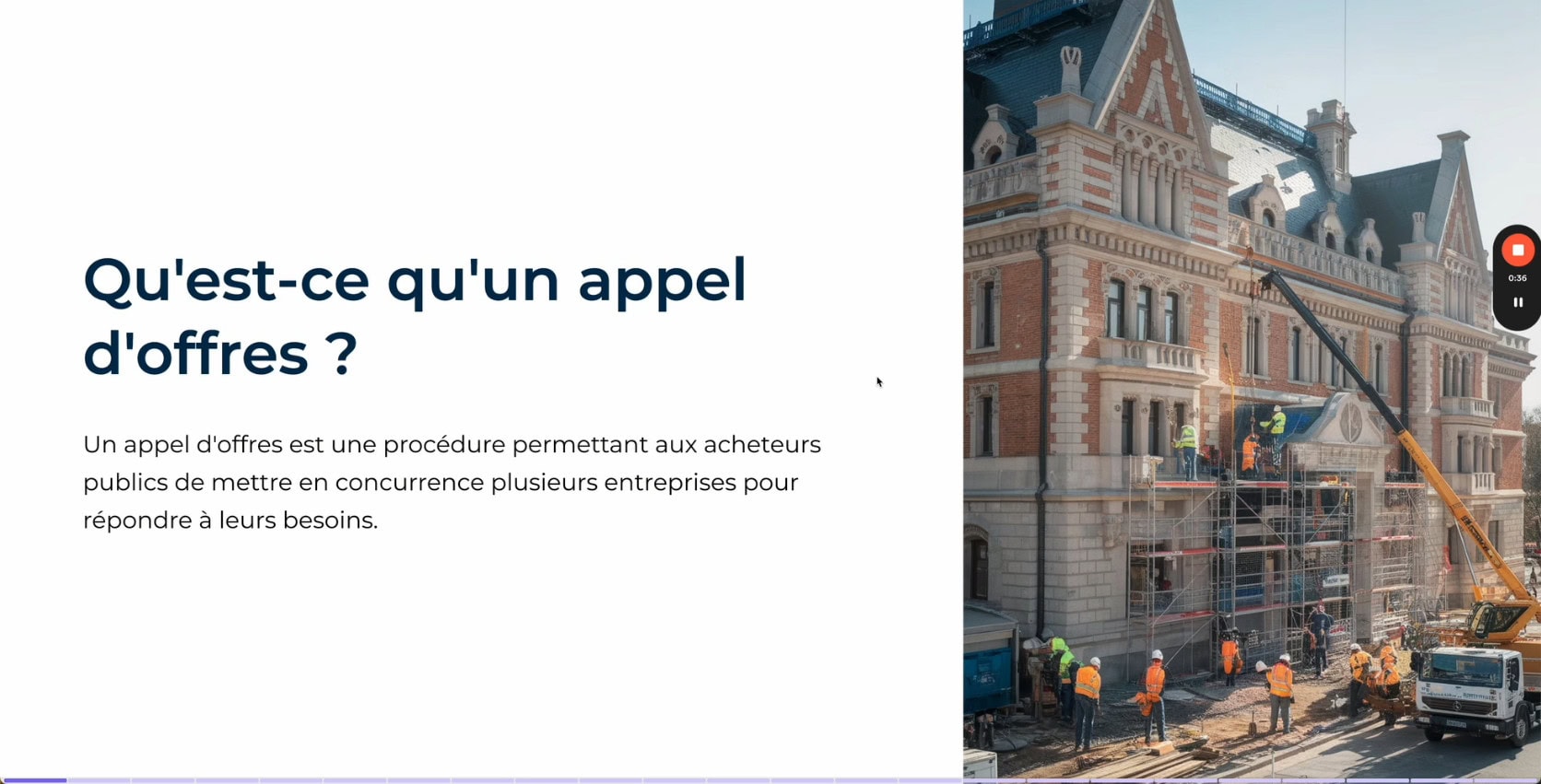 Explication de ce qu’est un appel d’offres avec illustration d’un chantier de construction