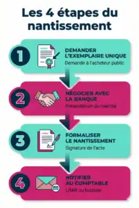 Timeline des 4 étapes pour mettre en place un nantissement de marché public