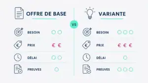 comparer l'offre de base et la variante en marché public