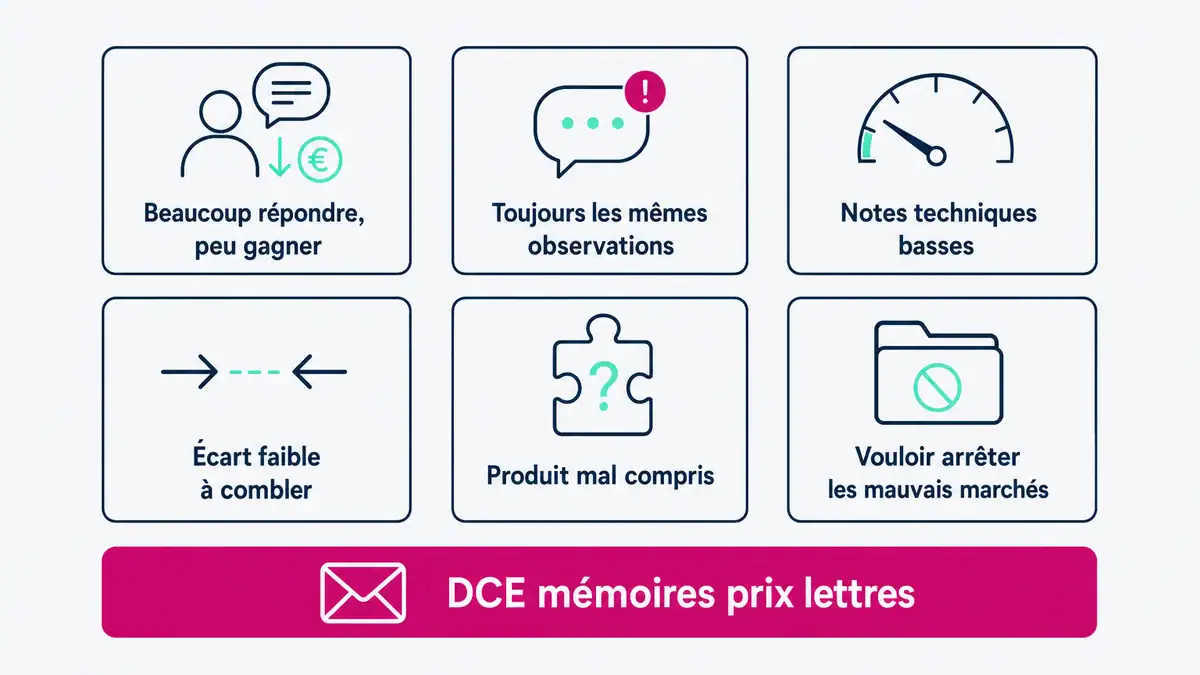 Infographie : déclencheurs et accompagnement pour analyser pourquoi je perds mes appels d'offres Quand demander un diagnostic pour comprendre pourquoi je perds mes appels d'offres