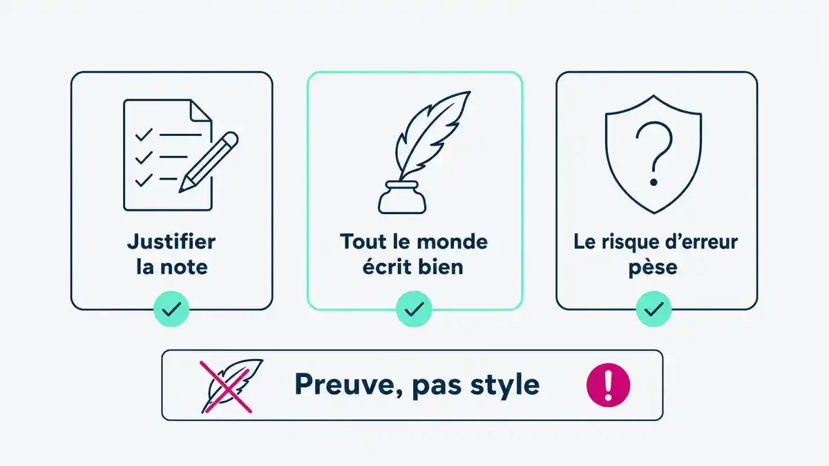 Infographie : les trois raisons pour lesquelles le style ne remplace pas les preuves dans un mémoire technique Pourquoi les phrases bien écrites ne suffisent pas sans preuves dans un mémoire technique