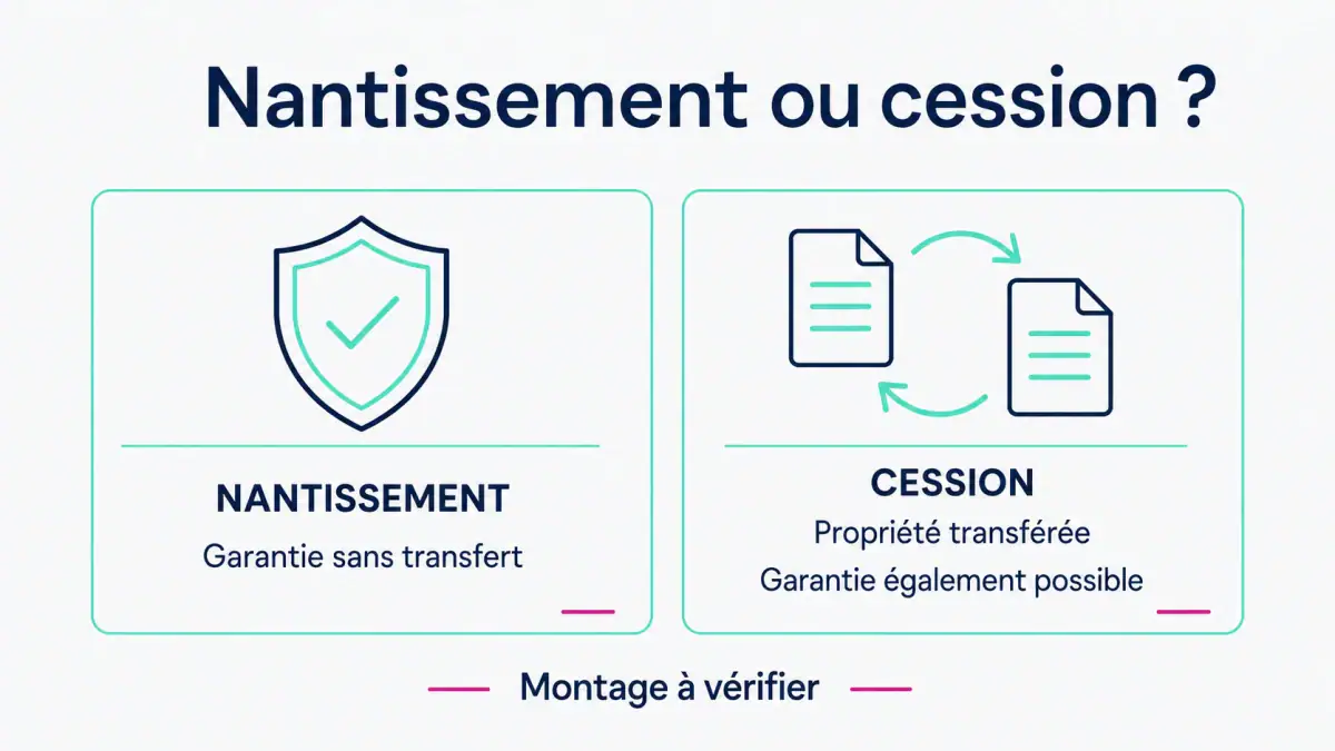 Comparaison du nantissement sans transfert de propriété et de la cession, également possible à titre de garantie